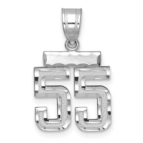 14k White Gold Varsity Collection Small D/C Pendant Number 55
